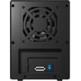 Bagsiden af ICY BOX IB-RD3640SU3 RAID-kabinettet med blæser samt USB 3.0- og eSATA-tilslutninger.