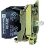 Schneider Electric Harmony Style 4 lampetrykskrop med 120V AC, 1NO, 1NC og grøn LED teknologi, vist fra siden.
