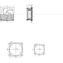 Teknisk tegning af Schneider Electric Climasys CV motor ventilator med dimensioner og monteringsdetaljer i millimeter.
