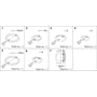 Danfoss reparationssæt oversigt: 7 sektioner viser forskellige dele med dimensioner og materialer. Sektion 1 viser en nylonring Ø28mm, sektion 2 en aluminiumsring Ø18mm, sektion 5 en fiberring Ø39mm, og sektion 7 en ventilkomponent Ø18mm.