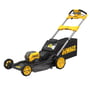 DeWalt Flexvolt plæneklipper DCMWSP550N-XJ, 54 V, selvkørende med gul og sort design, vist på hvid baggrund.