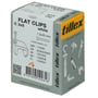 Tillex hvide clips til 1,2x20 mm søm, pakke med 100 stk. Emballagen viser produktinformation og forskellige clips-typer.