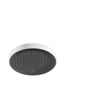 Hansgrohe Rainfinity hovedbruser i mat hvid og grafitgrå aluminium, diameter 360mm, vist isoleret på hvid baggrund.