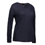ID Identity business pullover til damer i navy, størrelse 3X med V-hals og lange ærmer, vist let fra siden.