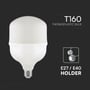 Oversigt over V-TAC T160 termoplastiske LED pære med E27/E40 holder illustreret grafisk.