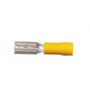 Elpress isoleret spademuffe i lysegul PVC med fortinnet messing/Cu-leder, mål 0,1-0,5 mm², 2,8x0,8 spadestik.