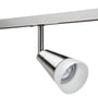 SG Armaturen Zip Spot LED 6W i børstet stål med frostet glas skærm, vist fra siden monteret på skinne.