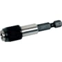 Nærbillede af Tecos 60mm Quick-Lock bitsholderens låsering og magnetiske ende med 1/4" sekskant tilslutning.