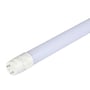 V-TAC LED T8-rør set skråt fra enden med de to metalben tydeligt synlige.