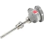 Danfoss temperatur transmitter MBT 3252 med 200mm indsats og G1/2A tilslutning, set fra en vinkel på hvid baggrund.