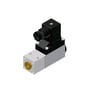 Danfoss MBC 5100 pressostat med grå aluminiumskabinet og sort koblingsboks med et guld-farvet tilslutningsstykke.