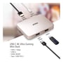 Grafik af Aten USB-C 4K Ultra mini dock UH3235-AT med kabler og tekst om HDMI, USB og 60 W opladning.