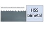 Tegning af Flamme båndsavklingens tandprofil med variabel fortanding og teksten HSS bimétal.