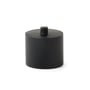HeFe BRENDA Beautybox i mat sort finish, cylindrisk design med låg og greb, måler 100x95 mm.