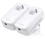 TP-Link TL-PA8010P KIT powerline-startsæt med to hvide adaptere, set fra den modsatte skrå vinkel.