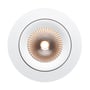 Frontvisning af SLC Sunlike 360° LED downlight i hvid, med tændt varmt lys og et dybtreflekterende interiør.