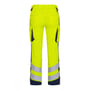 Engel arbejdsbukser model 2545-319 i gul og mørkeblå med High-Vis refleksstriber, str. 108, vist bagfra med lommer og refleksdetaljer.