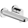 Hansgrohe Rebris S håndvaskarmatur i krom med 200 mm fremspring og indbygningsdel, vist med enkeltdrejegreb.
