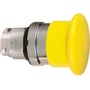Schneider Electric Harmony Style 4 paddetryk i gul med 40 mm diameter, fjeder-retur betjening og IP66 standard. Monteres fra tavlefronten med clips på kroppen.
