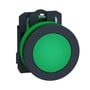 Schneider Electric flush signallampe i grøn med kraftig LED, designet til 230V AC spænding og planmontering.