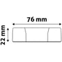 Målskitse ved 24 W LED-indbygningspanelet af en rektangulær del med angivne mål på 76 × 22 mm.
