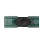 Kingston DataTraveler DuoG2 USB-nøgle på 128 GB set forfra med mørkegrønt hus og sort skyderknap.