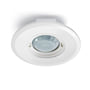 Esylux tilstedeværelsessensor PD-FLAT 360i/8 ROUND i hvid plast med 360 graders dækningsvinkel og 8 meters rækkevidde.