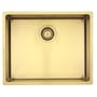 Lavabo Kubus 500 soft køkkenvask i børstet guld rustfrit stål, 54x44 cm, med rund afløbsventil og uden hanehul.