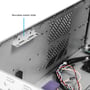 Metalglider på indersiden af Chieftec 19-tommers 4U IPC-kabinettet med perforerede sidepaneler.