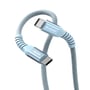 Verbatim Sync & Charge USB-C-kabel i blå med begge USB-C-stik synlige og kablet formet i løkker.