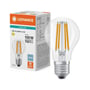 Ledvance LED-standardpære med synlige filamenter står ved sin æske, der viser 1521 lm, 6500 K og E27-sokkel.