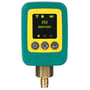 Refco REFVAC-RC vakuummeter set forfra med digitalt display, betjeningsknapper og lang messingtilslutning.