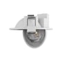 Underside af Mobilo LED loftlampe, der viser fjederclips og den runde installationskant i hvid plast.
