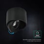 Sort V-TAC LED-påbygningsspot med pil, der viser, at lampehovedet kan drejes 360 grader.