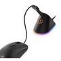 Nærbillede af Deltaco Gaming mouse bungee, visende de fleksible arme til museledningen og en grøn lyskant.