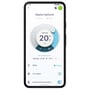 En mobilskærm viser styring af Daikin Nepura Comfora 25 varmepumpe-indedel med køling indstillet til 20 °C.