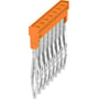 Weidmüller Laske ZQV 1,5N/8, 8-polet, orange terminalblok med PUSH IN teknologi, viser 1,5 mm² lederstørrelse.