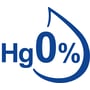 Symbol for Hg 0%, der indikerer kviksølvfri sammensætning på Varta V364/SR60 batteriet.
