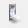 Geberit Duofix Sigma indbygningscisterne med et væghængt toilet monteret og klar til brug.
