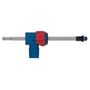 Bosch hammerbor Clean Plus-8X med 10x100/225 mm dimensioner, vist med SDS Clean-tilslutning og støvhætte i blå, rød og sort.