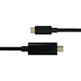 Deltaco USB-C til mini DisplayPort-kabel, sort og 2 meter, ses vandret med stik placeret i hver sin ende.