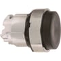 Schneider Electric Harmony Style 4 ophøjet sort trykknap ZB4BH2, vist fra siden med metalring og sort betjeningsknap.