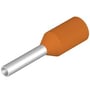Weidmüller isoleret terminalrør i orange PP-Cu materiale, designet til 0,5mm² ledere med en skinnende metal ende.