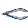 Knipex præcisions-elektronik-skævbider på 125 mm, med blå og grå håndtag og synlige skærekapaciteter.