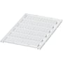 Komplet ark med Schneider Electric blanke mærkekort til 2,5mm2 klemmer, viser 72 individuelle mærker i en rammekonstruktion.