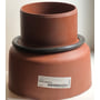 Uponor PP-overgang 160 mm til beton- og lerspidser, rødbrun plast med monteret gummiring og tydelig produktmærkning.