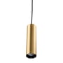 SG Armaturen Zip Tube Mini pendel i messing med sort kabel, 2700K lyskilde og tilbagetrukket LED.