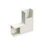 Schneider Electric fladvinkel TAS+LSU110, hvid RAL 9010, med dimensionerne 250x72x250 mm, vist på en lys baggrund.