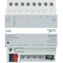 Schneider Electric analog indgang REG-K/x4 på fransk, viser tilslutningsmuligheder for KNX og 24V AC/DC samt fire analoge kanaler C1-C4.
