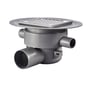 Purus Multiflex afløbsskål med vandret Ø75 mm udløb, flange til smøremembran og rustfri rist.